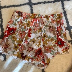 High waisted floral shorts